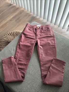Frame Denim Le High Bordeaux Coated Skinny Jeans